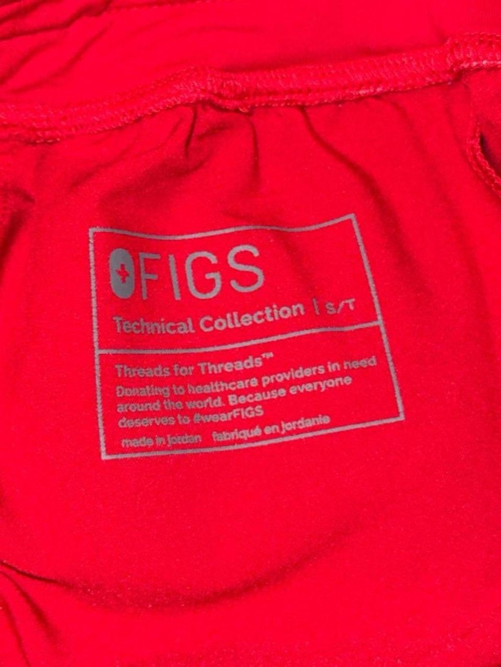 FIGS High Waisted Zamora Jogger Scrub Pants Size S Tall Pop Red Royal Blue - Picture 4 of 6